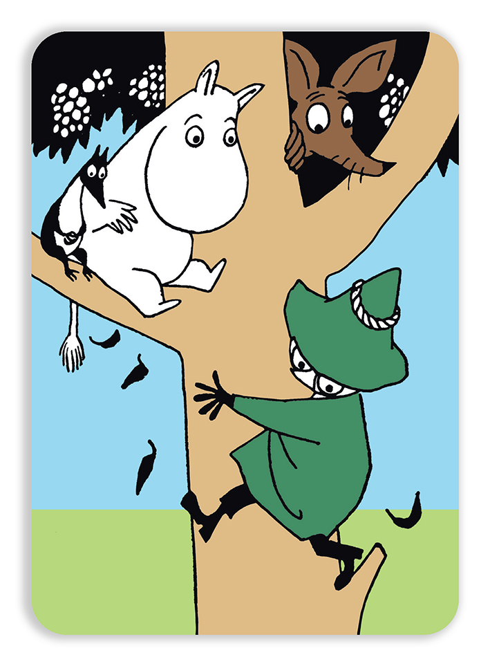 Putinki Postcard with rounded corners Moomin troll and friends in a tree