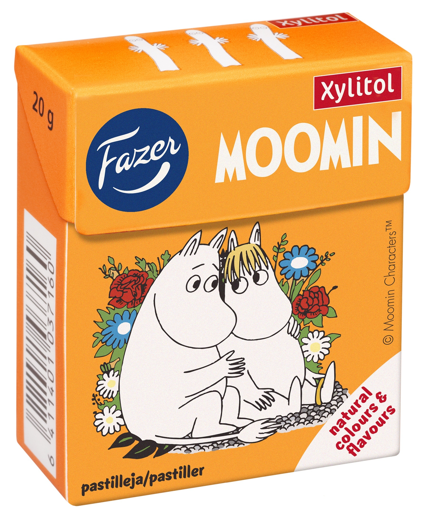 Fazer Moomin soft xylitol pastilles in 20 g box