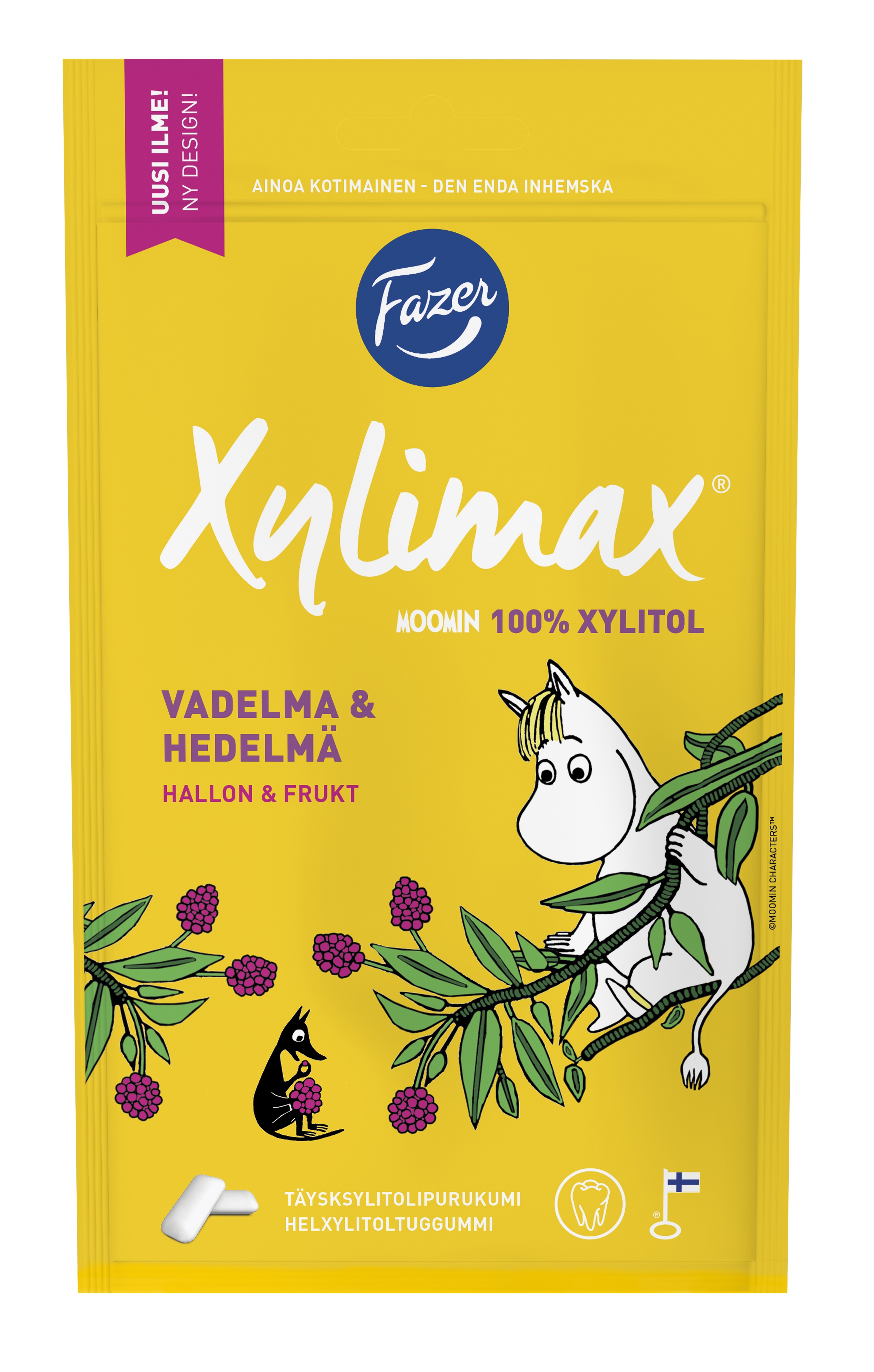 Fazer Moomin Xylimax chewing gum bag raspberry-fruit