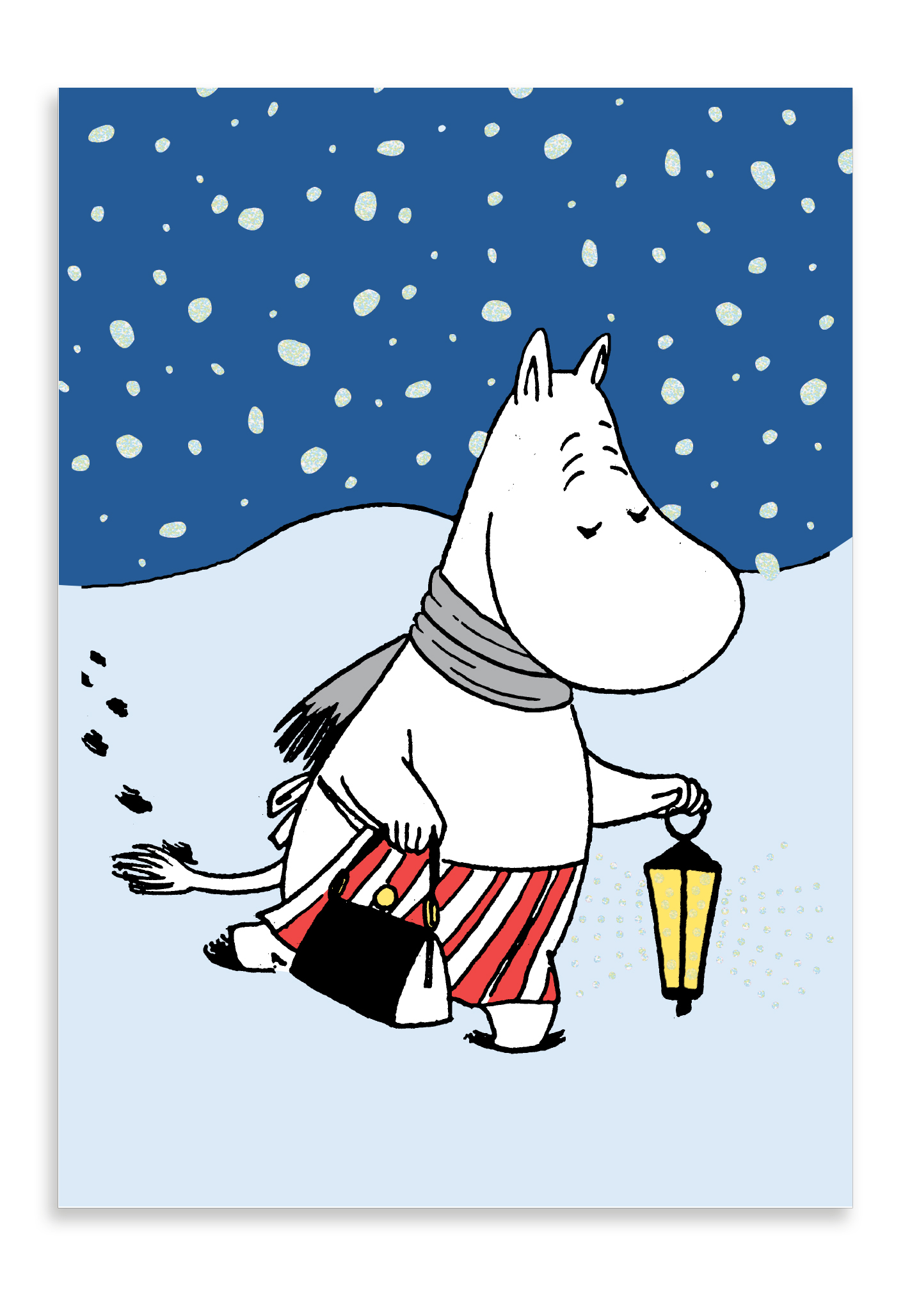 Putinki Winter postcard Moominmamma carrying a lamp