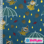 Stofflykke - Little My Umbrella Sea Green - Jersey fabric