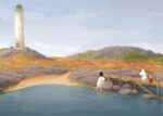 Putinki Postcard Lighthouse and a dock 