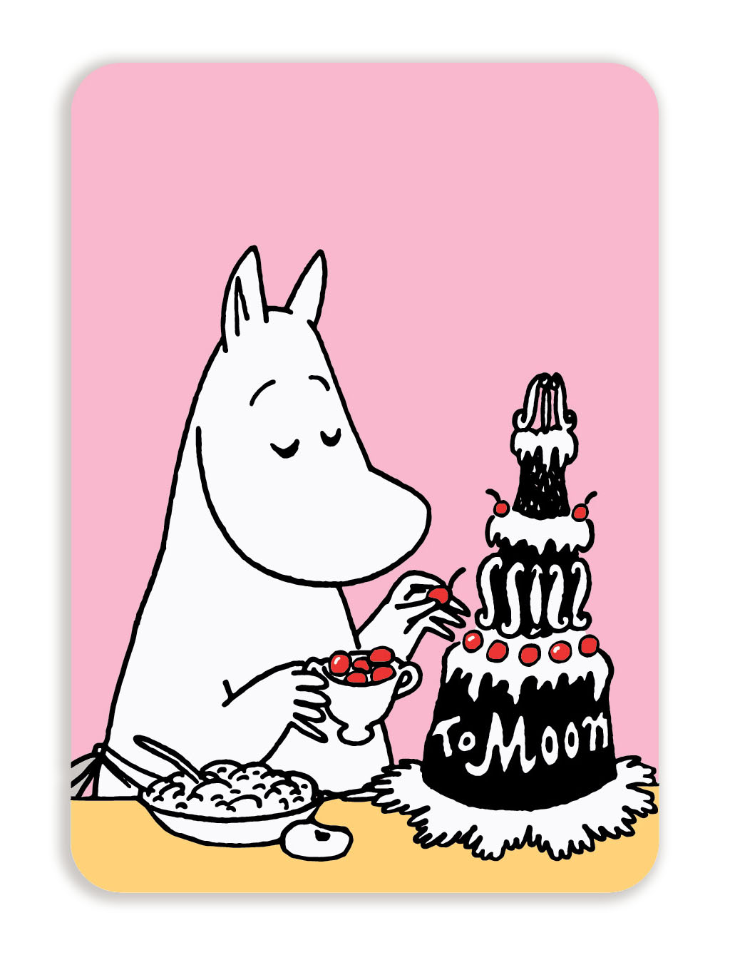 Putinki Postcard with rounded corners Moominmamma and a cake