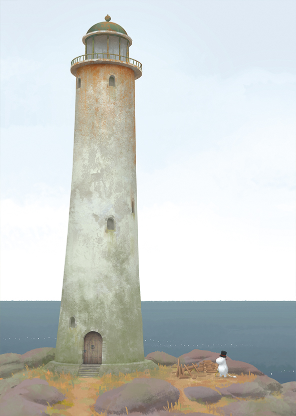 Putinki Postcard Moominpappa and a lighthouse