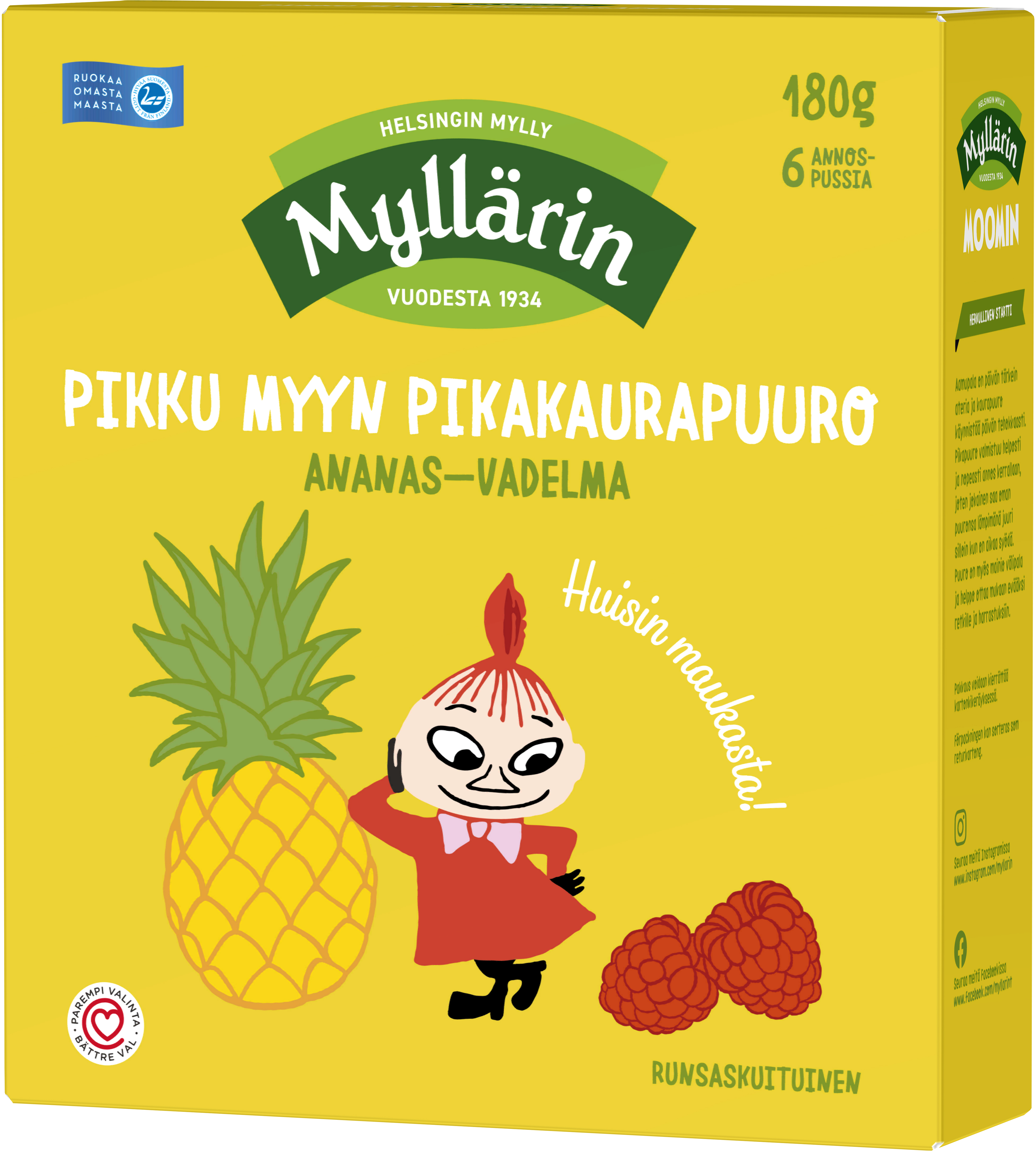 Box of pineapple-raspberry porridge